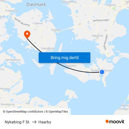 Nykøbing F St. to Haarby map