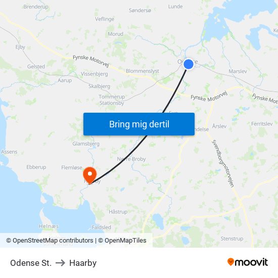 Odense St. to Haarby map