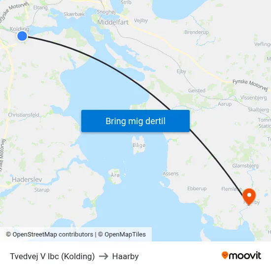 Tvedvej V Ibc (Kolding) to Haarby map