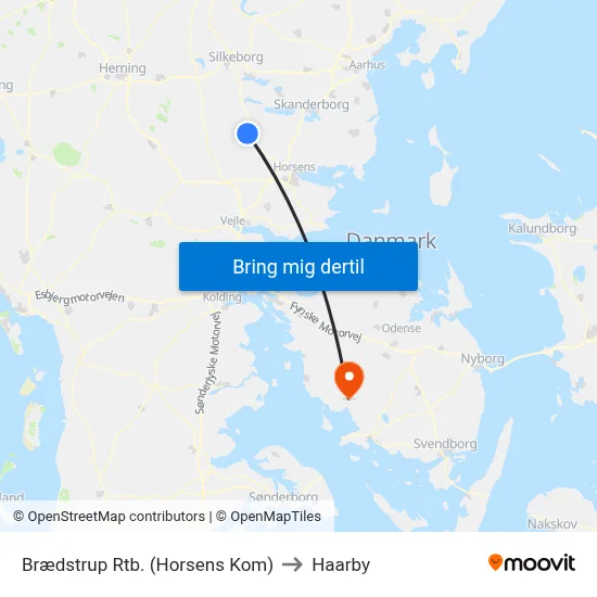 Brædstrup Rtb. (Horsens Kom) to Haarby map