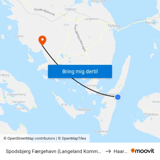 Spodsbjerg Færgehavn (Langeland Kommune) to Haarby map