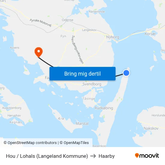 Hou / Lohals (Langeland Kommune) to Haarby map