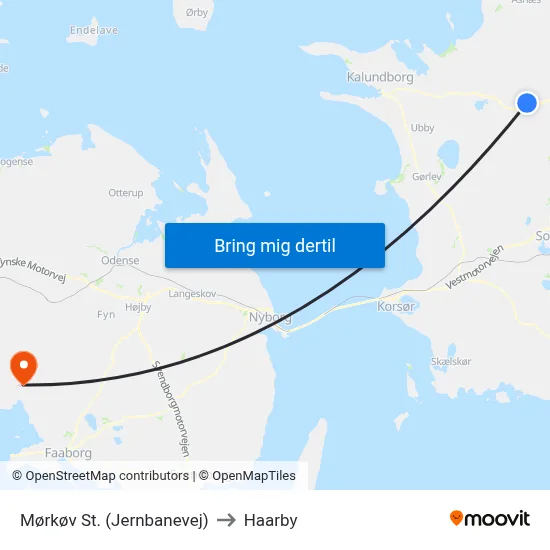 Mørkøv St. (Jernbanevej) to Haarby map