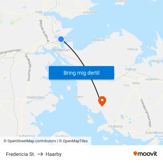 Fredericia St. to Haarby map
