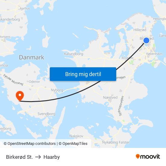 Birkerød St. to Haarby map