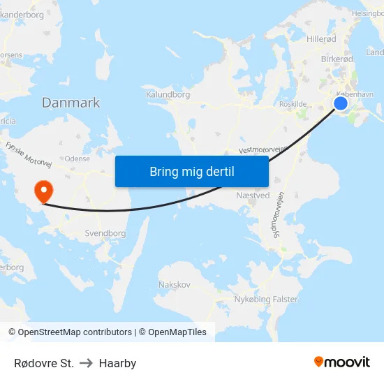 Rødovre St. to Haarby map