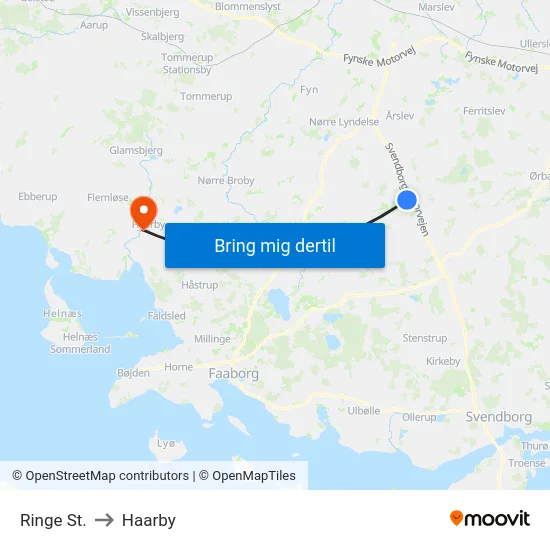 Ringe St. to Haarby map