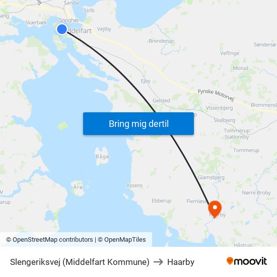 Slengeriksvej (Middelfart Kommune) to Haarby map