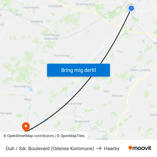 Ouh / Sdr. Boulevard (Odense Kommune) to Haarby map