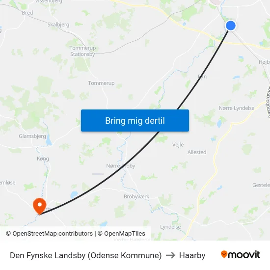 Den Fynske Landsby (Odense Kommune) to Haarby map