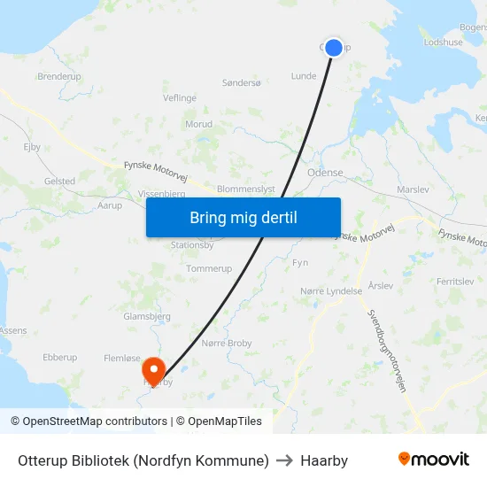 Otterup Bibliotek (Nordfyn Kommune) to Haarby map