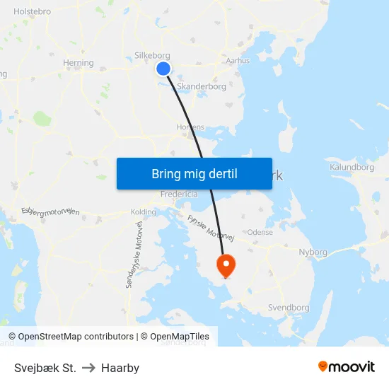 Svejbæk St. to Haarby map