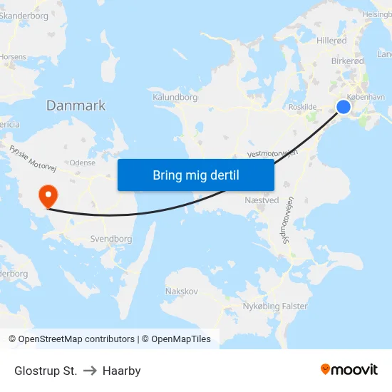 Glostrup St. to Haarby map