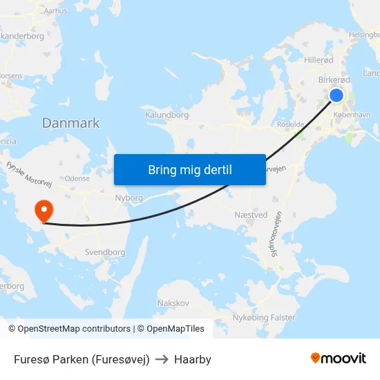 Furesø Parken (Furesøvej) to Haarby map