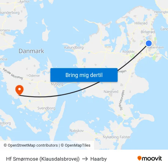 Hf Smørmose (Klausdalsbrovej) to Haarby map