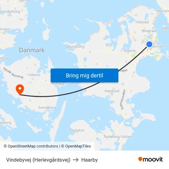 Vindebyvej (Herlevgårdsvej) to Haarby map