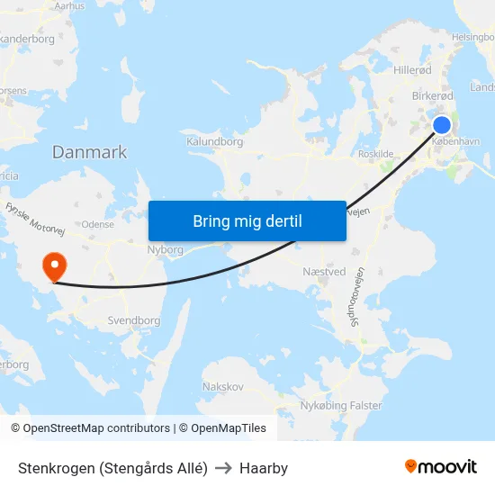 Stenkrogen (Stengårds Allé) to Haarby map