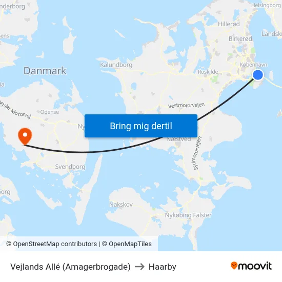 Vejlands Allé (Amagerbrogade) to Haarby map