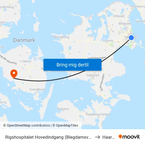 Rigshospitalet Hovedindgang (Blegdamsvej) to Haarby map