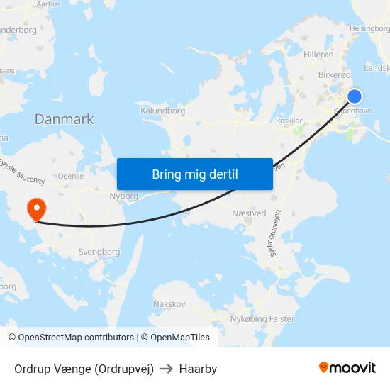 Ordrup Vænge (Ordrupvej) to Haarby map