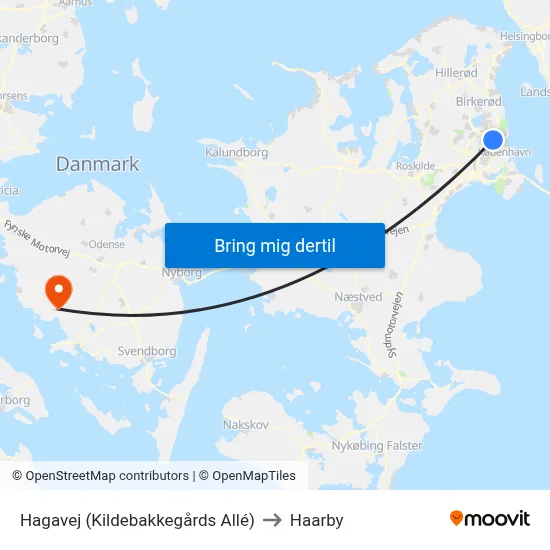 Hagavej (Kildebakkegårds Allé) to Haarby map