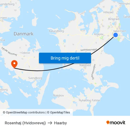 Rosenhøj (Hvidovrevej) to Haarby map