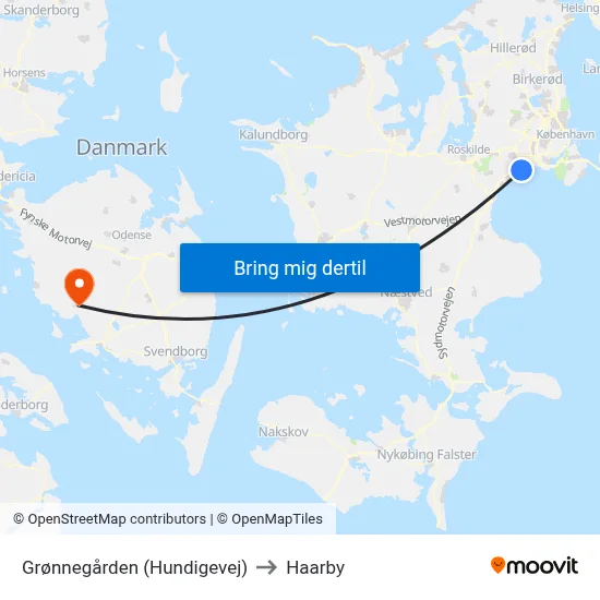 Grønnegården (Hundigevej) to Haarby map