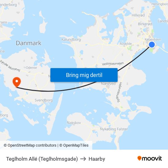 Teglholm Allé (Teglholmsgade) to Haarby map