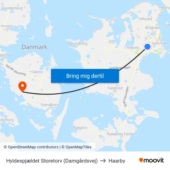 Hyldespjældet Storetorv (Damgårdsvej) to Haarby map