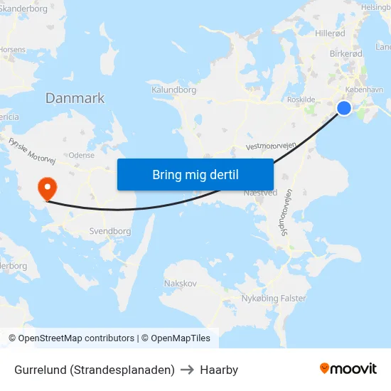 Gurrelund (Strandesplanaden) to Haarby map