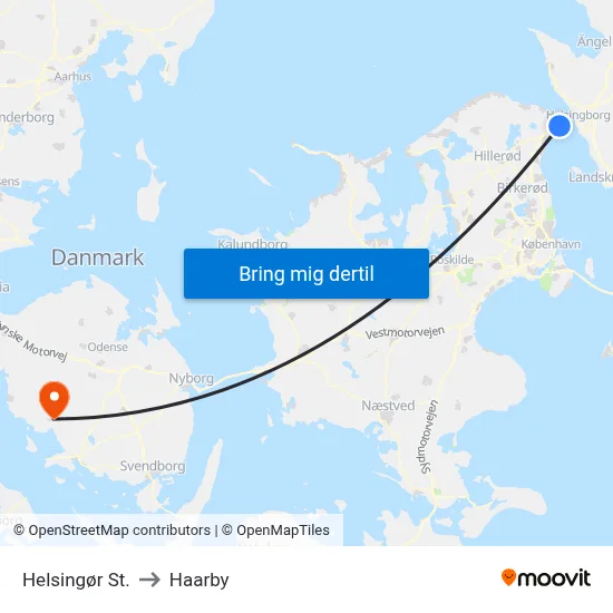 Helsingør St. to Haarby map