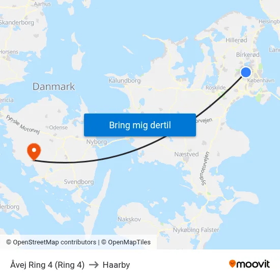 Åvej Ring 4 (Ring 4) to Haarby map