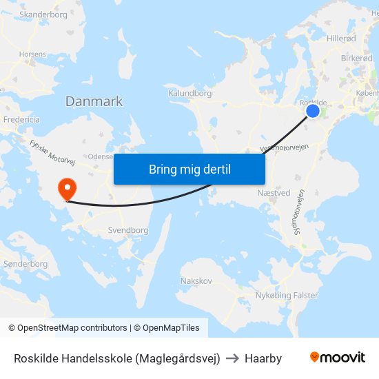 Roskilde Handelsskole (Maglegårdsvej) to Haarby map