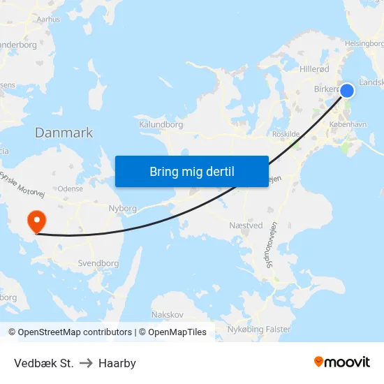 Vedbæk St. to Haarby map