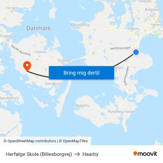 Herfølge Skole (Billesborgvej) to Haarby map