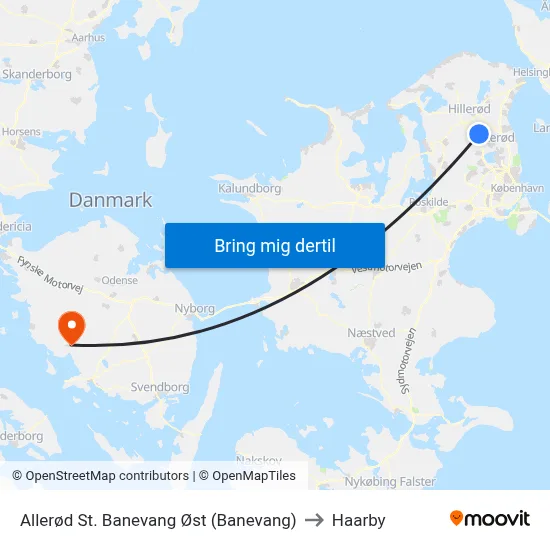 Allerød St. Banevang Øst (Banevang) to Haarby map