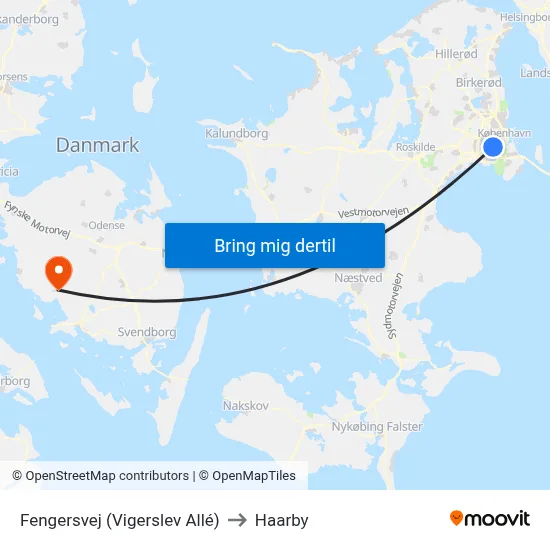Fengersvej (Vigerslev Allé) to Haarby map