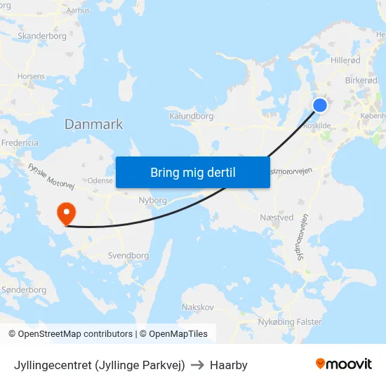 Jyllingecentret (Jyllinge Parkvej) to Haarby map