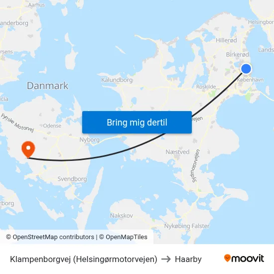 Klampenborgvej (Helsingørmotorvejen) to Haarby map