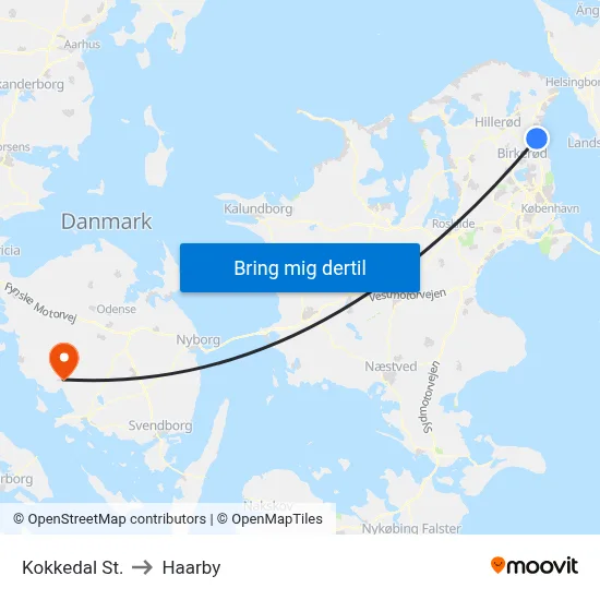 Kokkedal St. to Haarby map