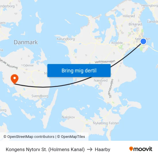 Kongens Nytorv St. (Holmens Kanal) to Haarby map