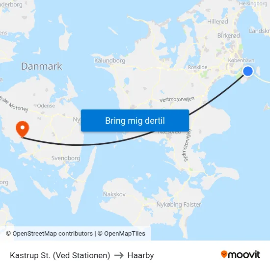 Kastrup St. (Ved Stationen) to Haarby map