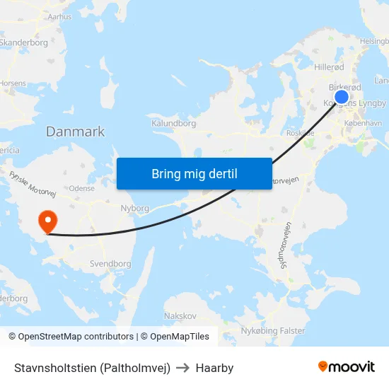 Stavnsholtstien (Paltholmvej) to Haarby map
