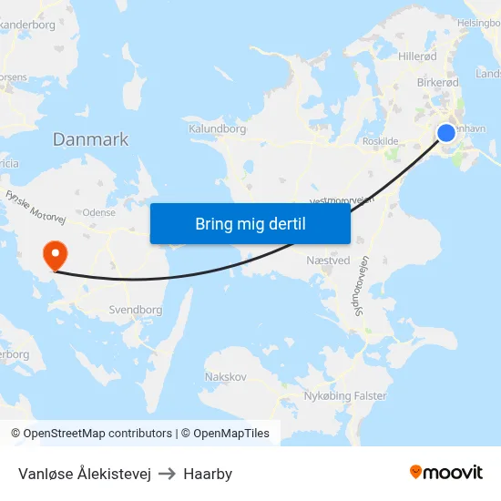 Vanløse Ålekistevej to Haarby map