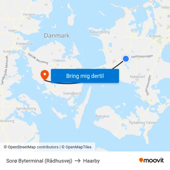 Sorø Byterminal (Rådhusvej) to Haarby map