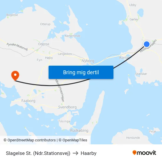 Slagelse St. (Ndr.Stationsvej) to Haarby map