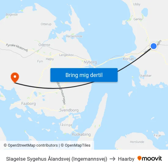 Slagelse Sygehus Ålandsvej (Ingemannsvej) to Haarby map