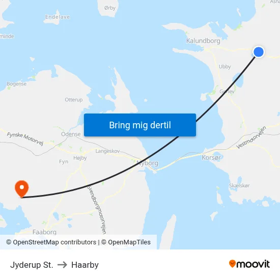 Jyderup St. to Haarby map