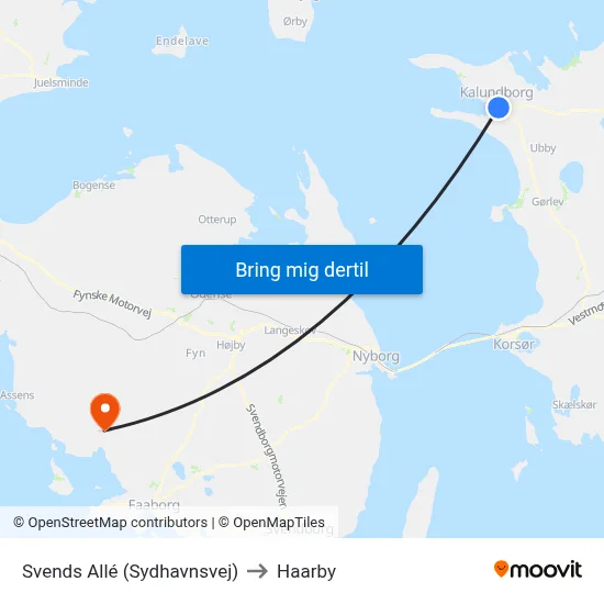 Svends Allé (Sydhavnsvej) to Haarby map