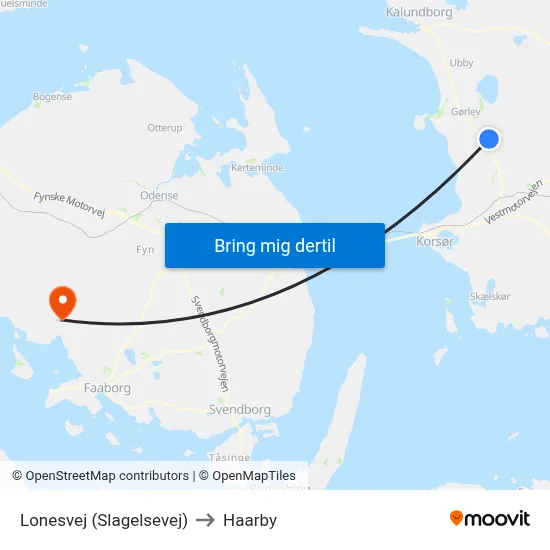 Lonesvej (Slagelsevej) to Haarby map